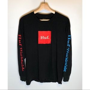 Mens HUF worldwide Long sleeve shirt Black Size L